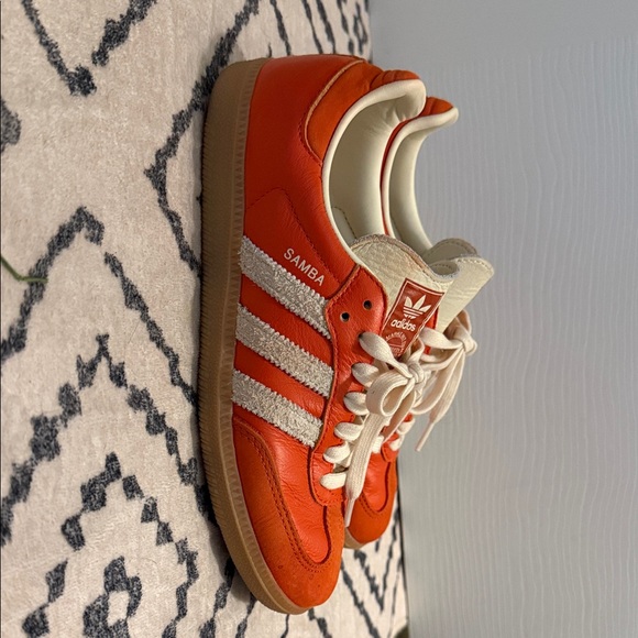 adidas Orange and White Leather Retro Sambas - Picture 2 of 5